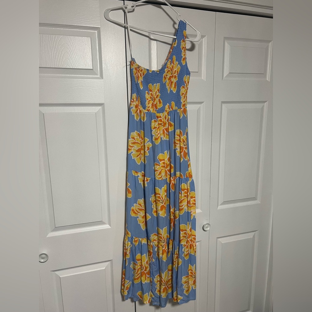 Abel the label one shoulder floral maxi dress